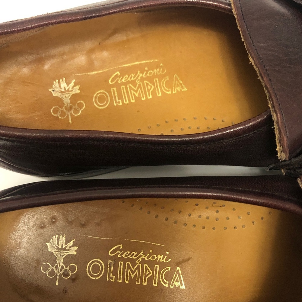 Creazioni Olimpica 43 Loafer Shoe Burgundy Leather Vero Cuoio Gold bits Vintage - Picture 9 of 10